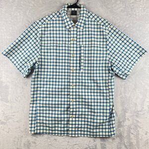 Vertx Shirt Mens Medium Blue Short Sleeve Snap Button Plaid Concealed Pockets